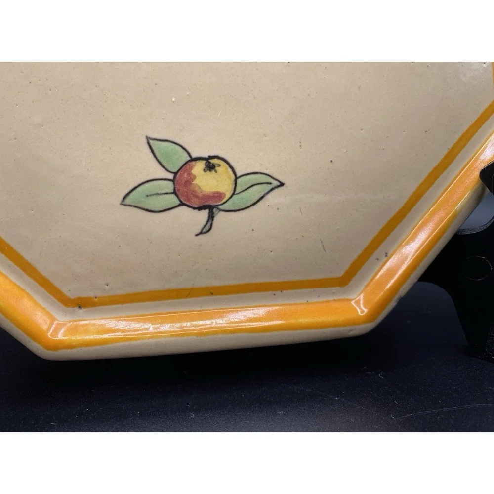 Henriot Quimper Soleil Yellow C. Maillard Octagonal Trivet Bretonne Woman Child